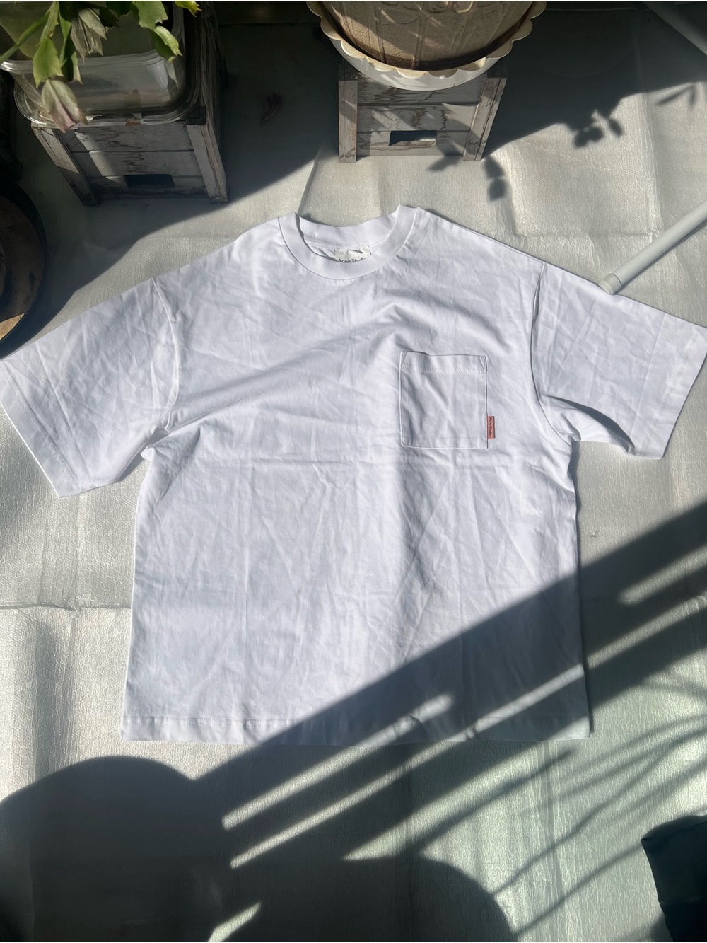 Acne Studios Oversized White Pocket Tee Pink Label